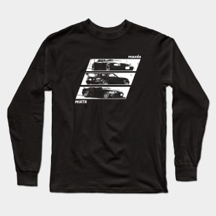 Mazda Miata MX-5 NB Black 'N White Archive 2 (Black Version) Long Sleeve T-Shirt